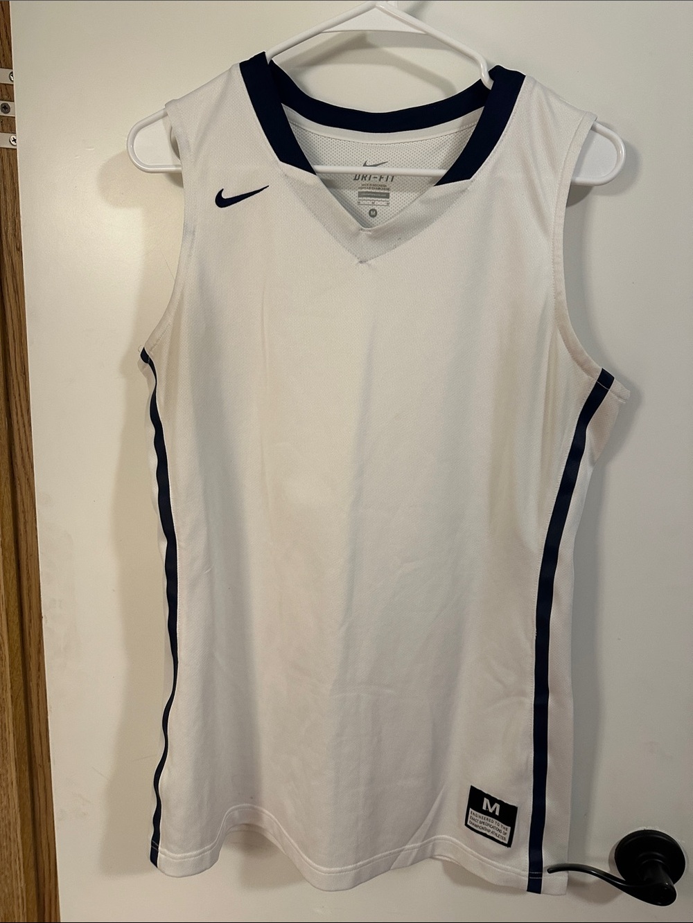 Nike White Basketball Jersey with Navy Accents